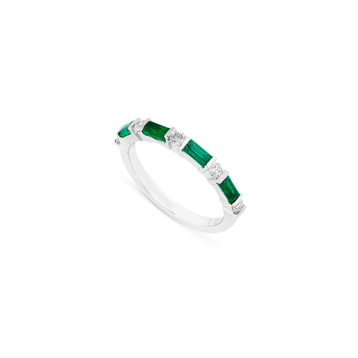 Baguette emerald and diamond ring