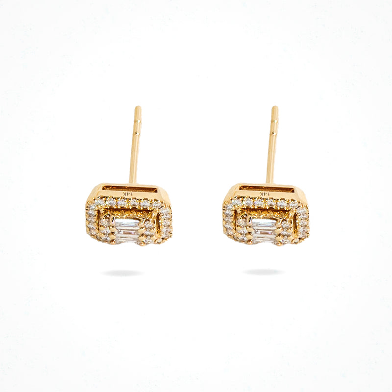 Rectangular Diamond Studs