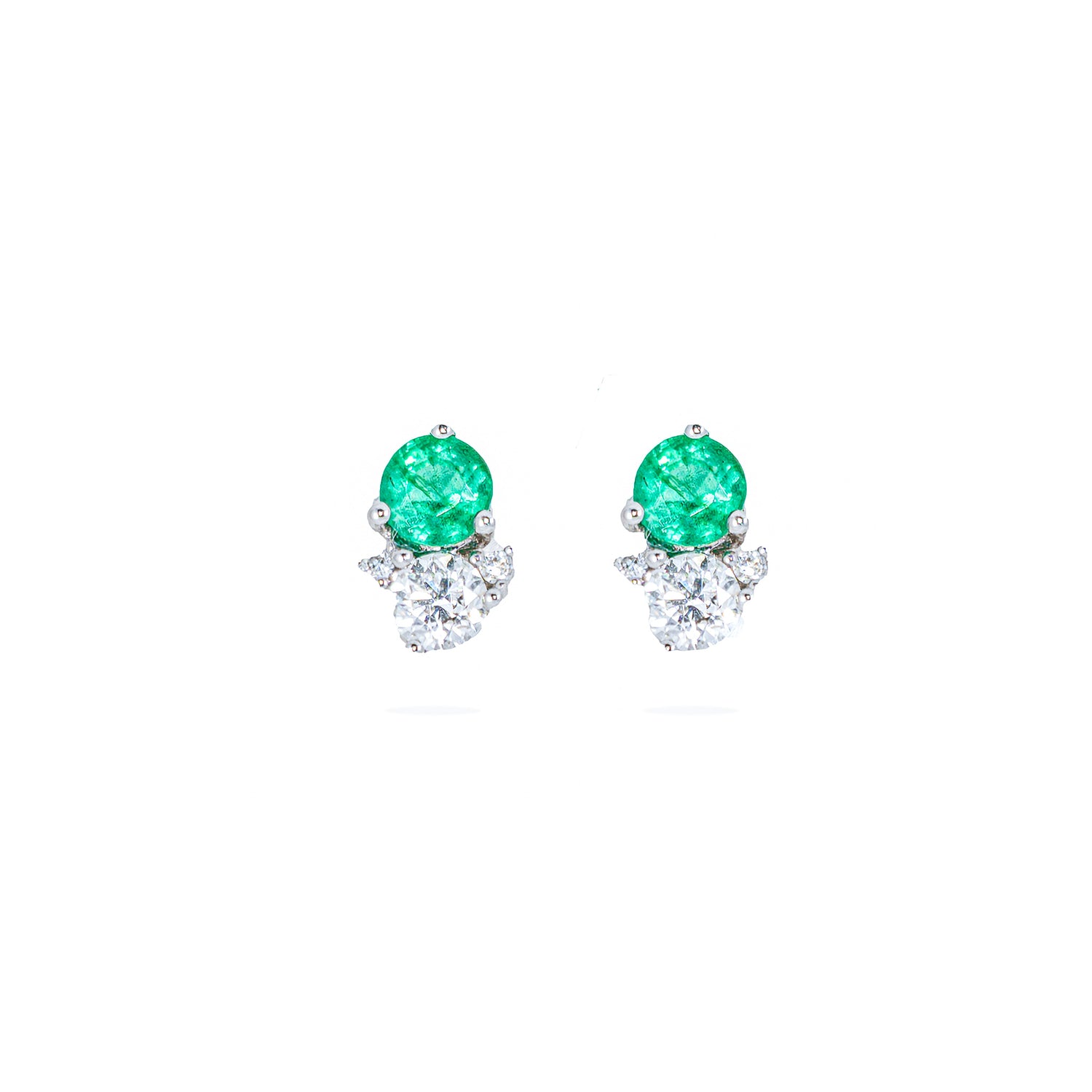 Emerald and diamond stud earrings