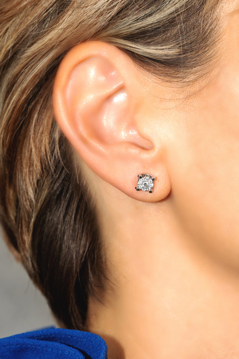 14K Solid Gold Diamond Studs
