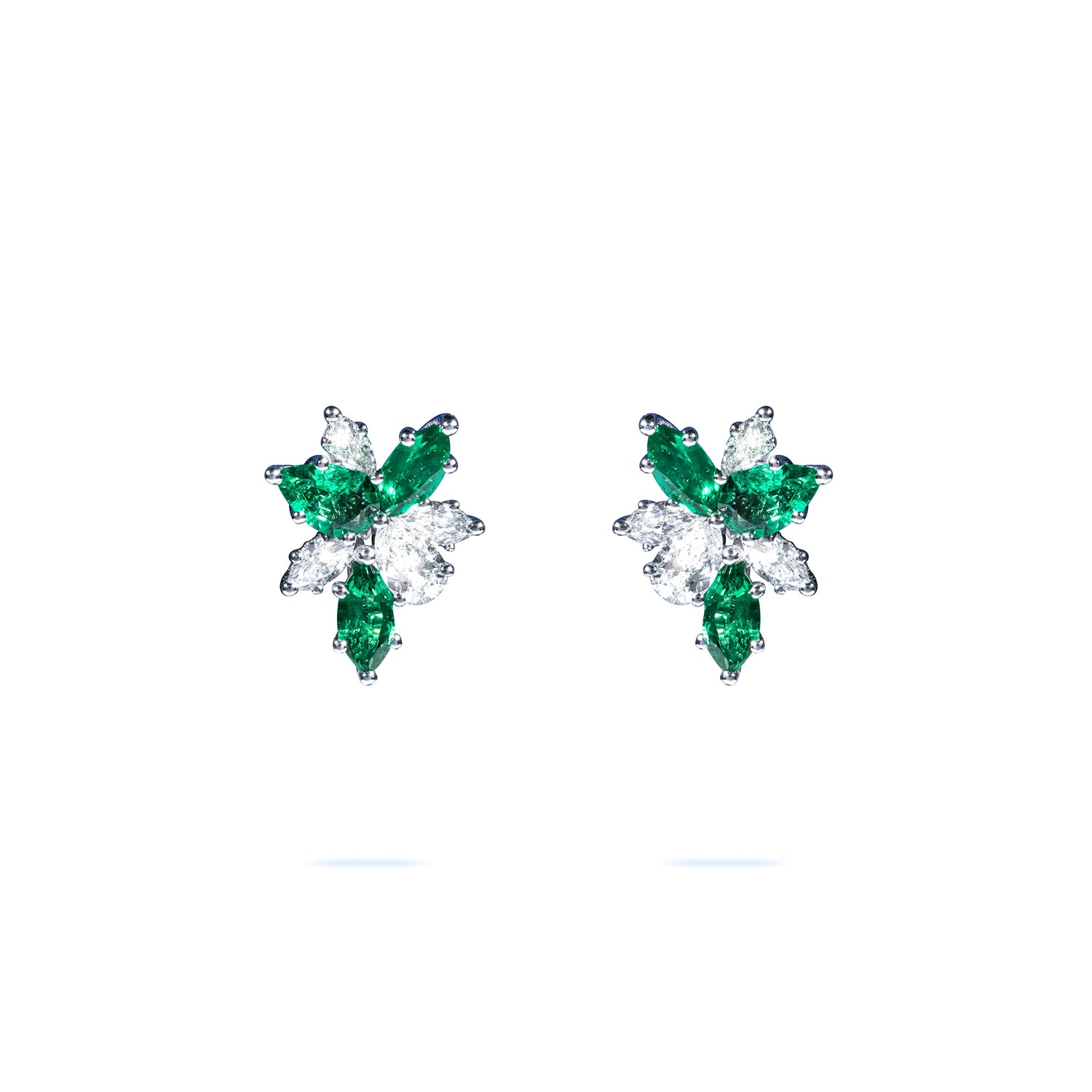 Emerald and Diamond Stud Earrings