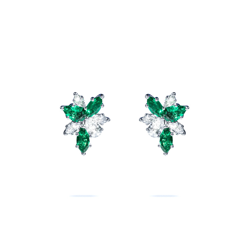 Emerald and Diamond Stud Earrings
