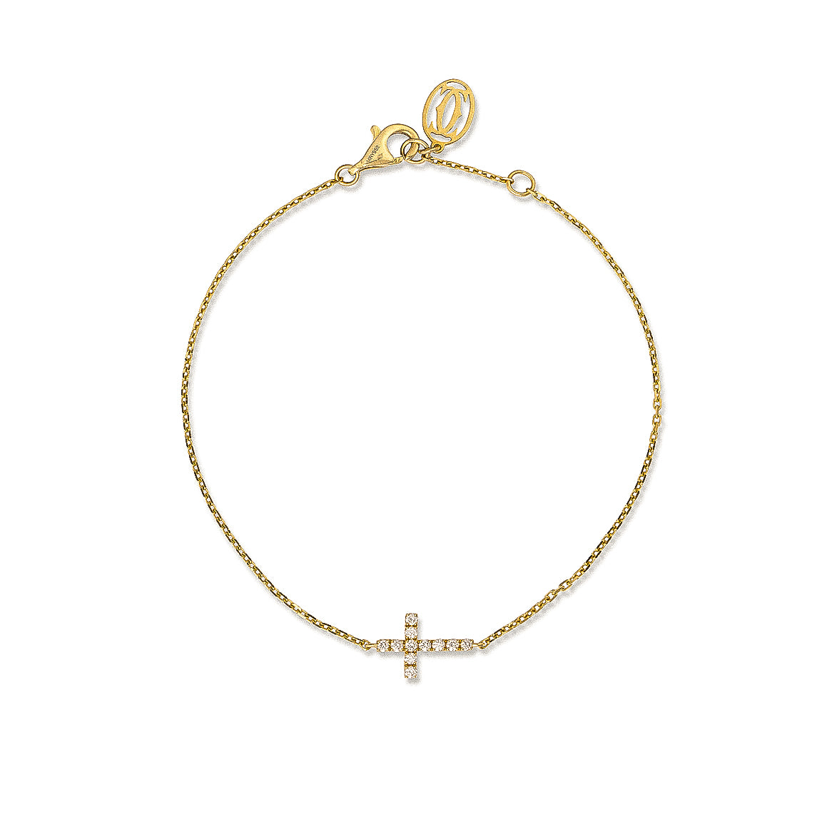 Diamond cross bracelet in 18K gold