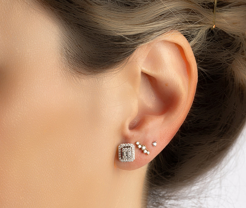 Rectangular Diamond Studs