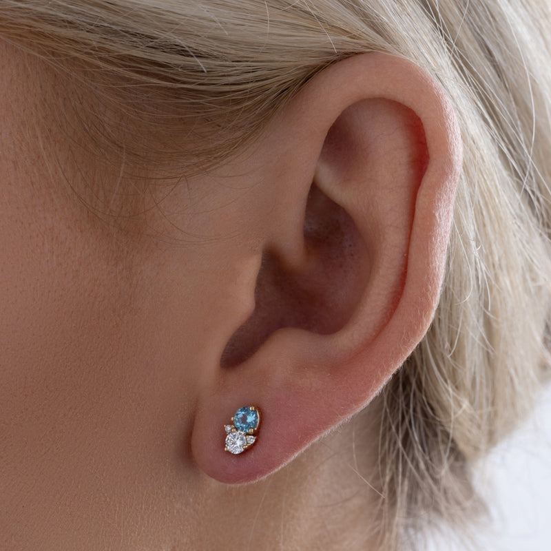 Blue Topaz and diamond stud earrings