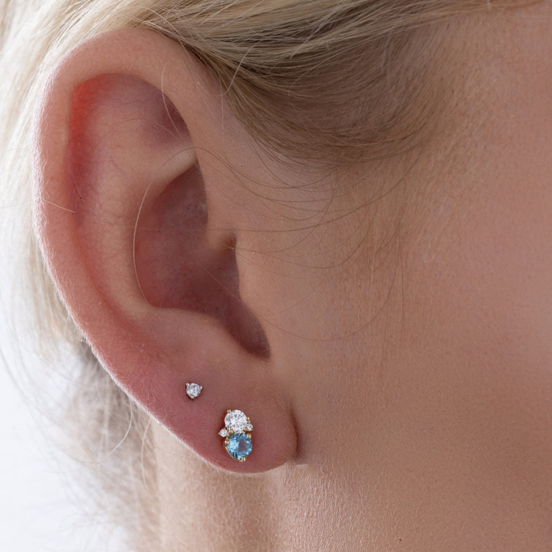 Blue Topaz and diamond stud earrings