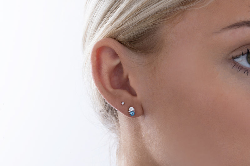 Blue Topaz and diamond stud earrings