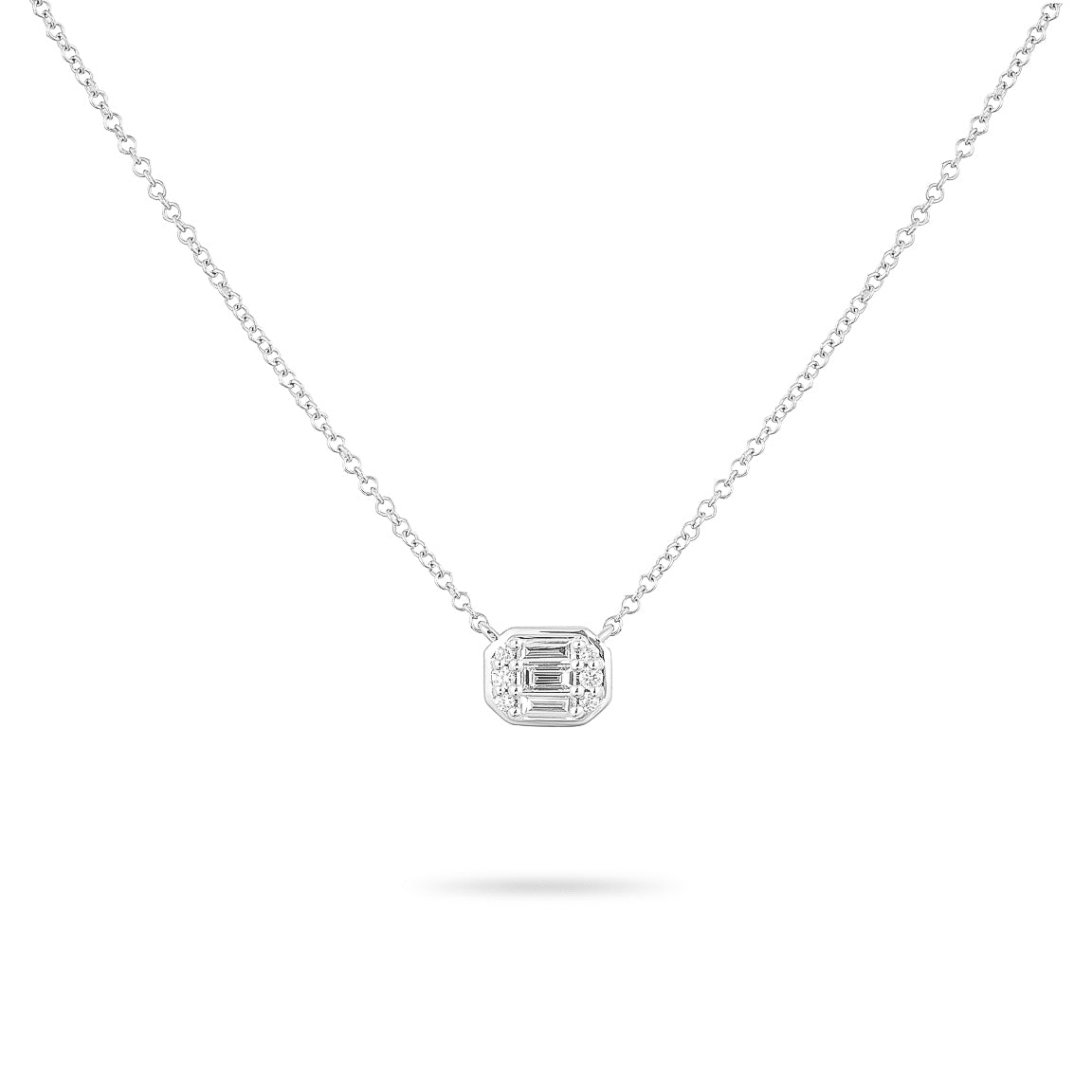 Baguette and round diamonds necklace