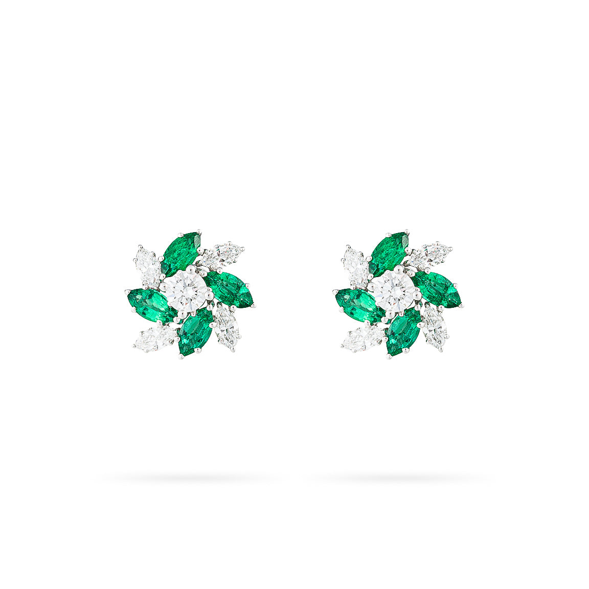 Lab-Grown diamond and natural emerald stud earrings