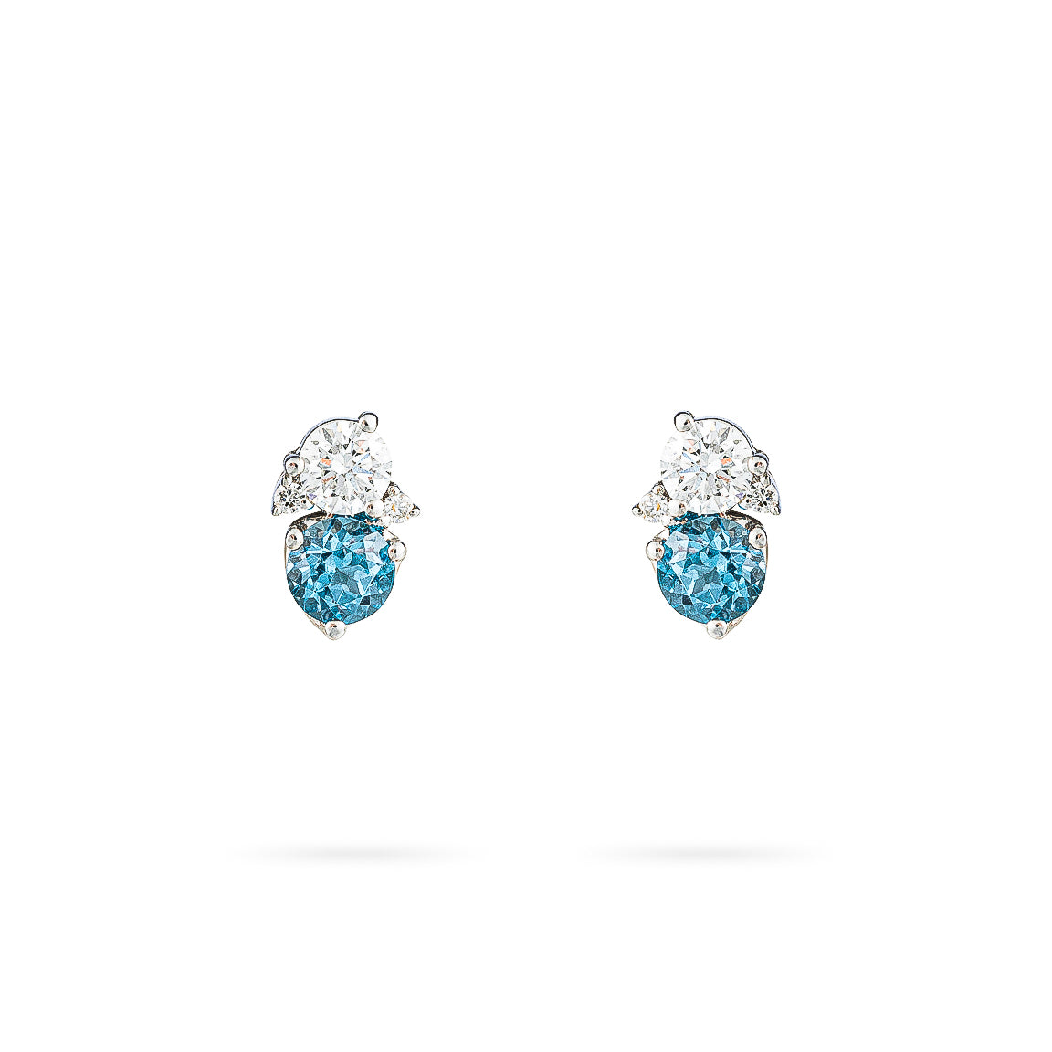 Blue Topaz and diamond stud earrings