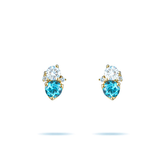 Blue Topaz and diamond stud earrings