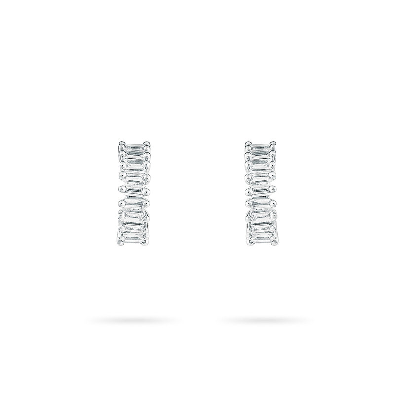 Staggered Baguette Diamond Hoops