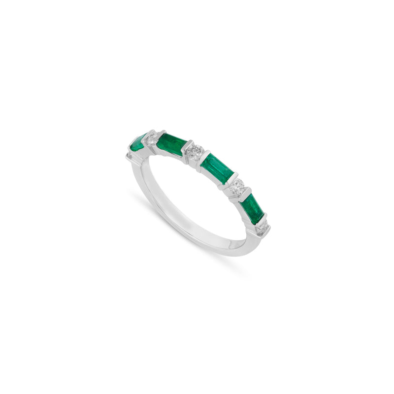 Baguette emerald and diamond ring