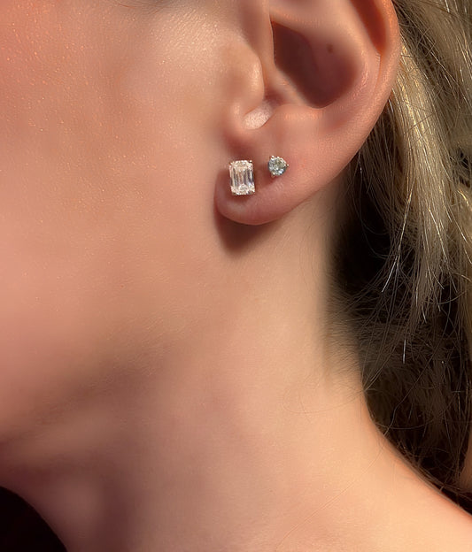 2ct Emerald Cut Lab Grown Diamond Studs in 18K Gold Yellow Gold