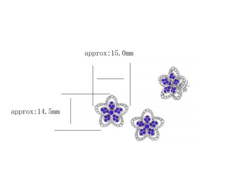 18K White Gold Sapphire & Diamond Flower Stud Earrings