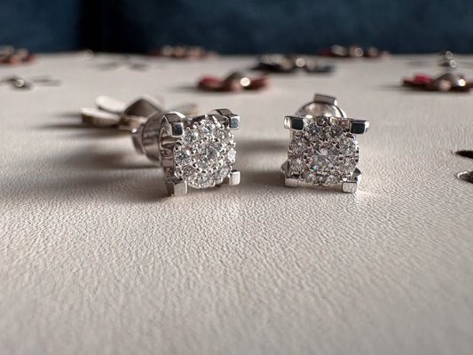 14K Solid Gold Diamond Studs