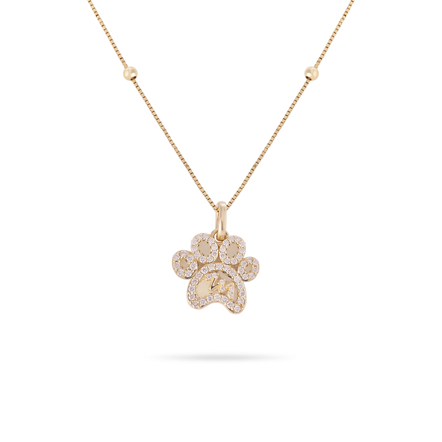 Custom Diamond Initial Paw Pendant