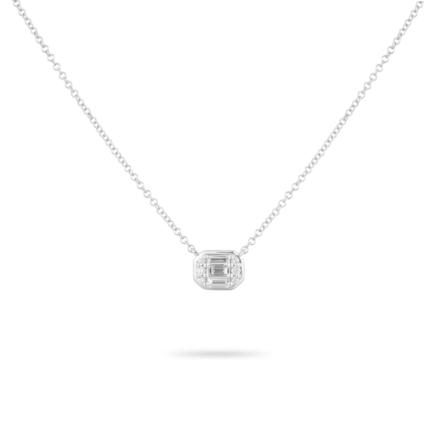 Baguette and round diamonds necklace