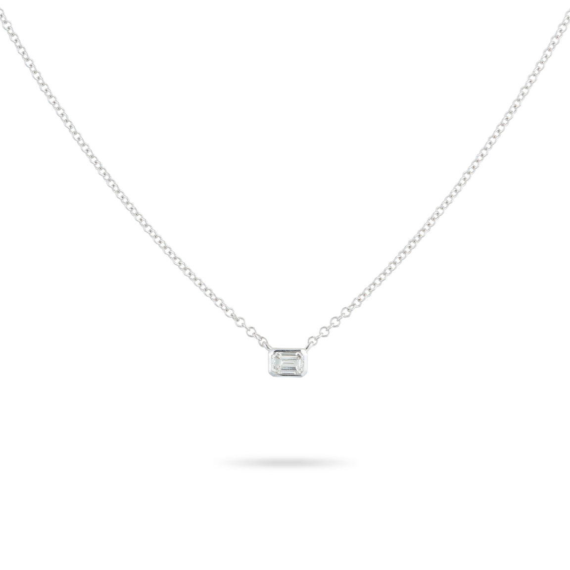 Baguette diamond bezel necklace