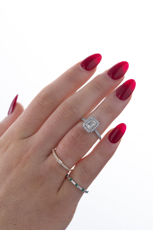 Emerald cut diamond engagement ring