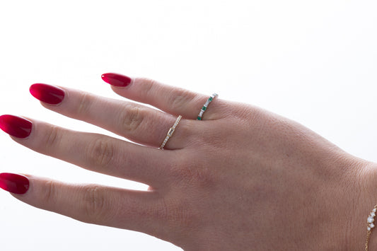 Mini Baguette and pave diamonds ring