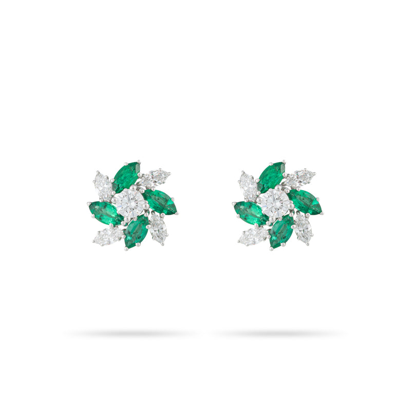 Lab-Grown diamond and natural emerald stud earrings