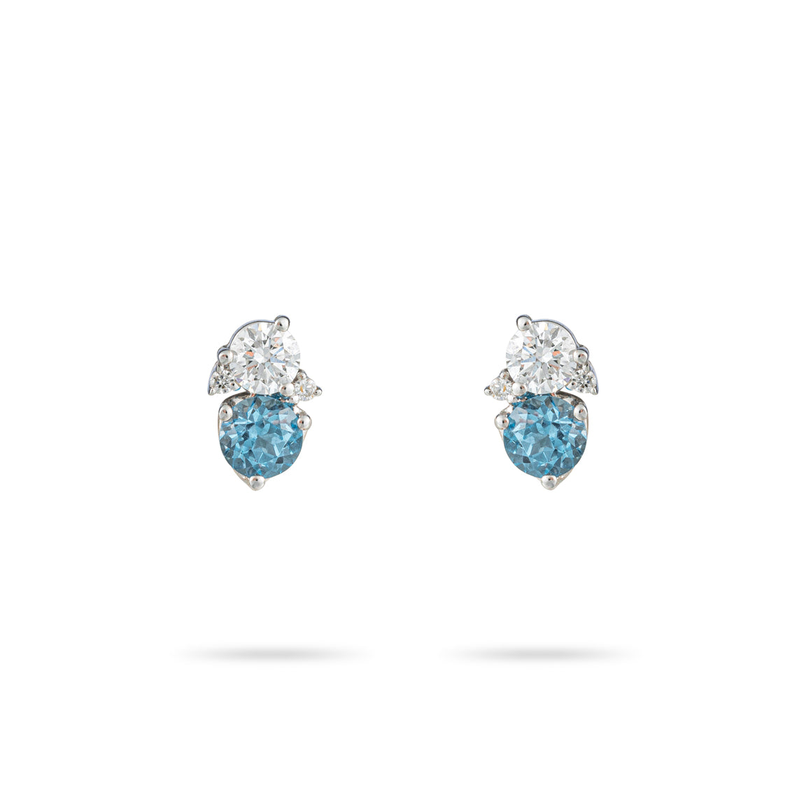 Blue Topaz and diamond stud earrings