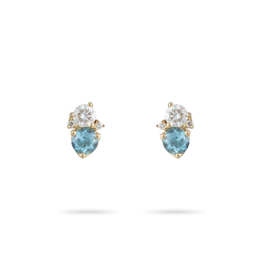 Blue Topaz and diamond stud earrings