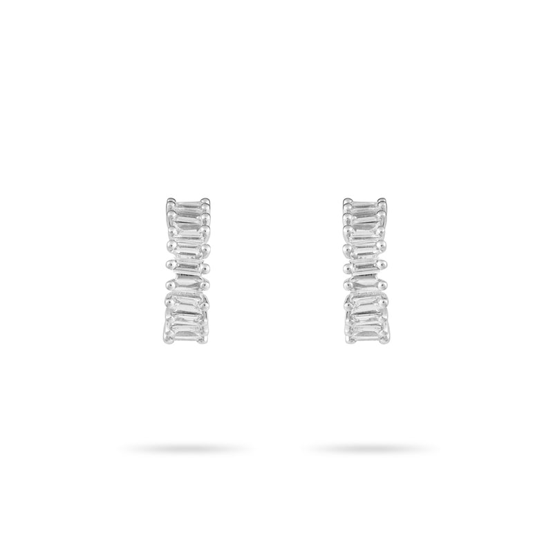 Staggered Baguette Diamond Hoops