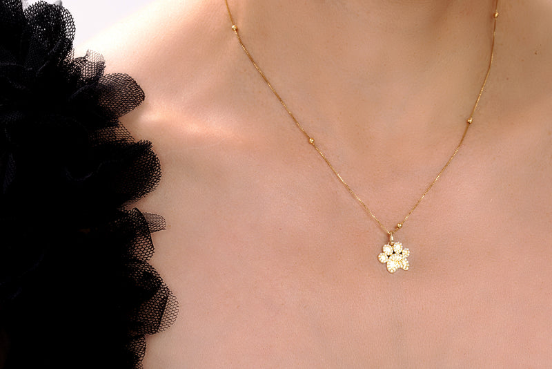 Custom Diamond Initial Paw Pendant