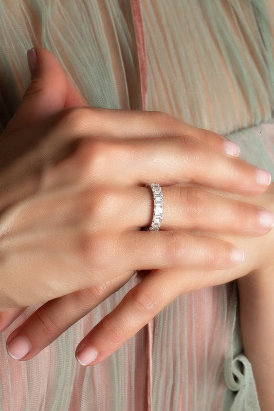 4ct Emerald-Cut Diamond Eternity Band in Platinum